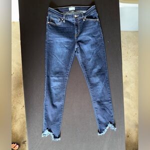 KanCan Dark Blue Frayed Ankle Jeans